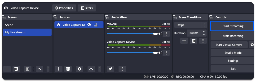Input video setting in OBS