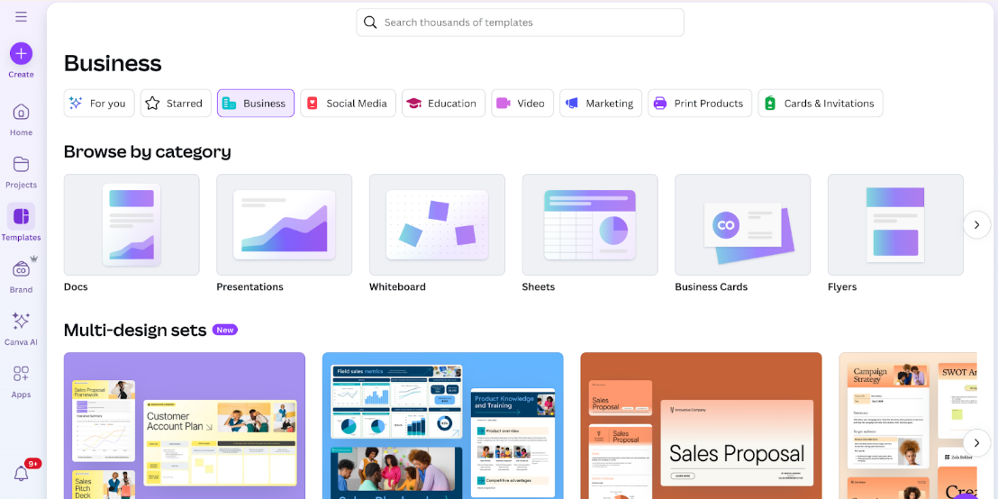 Template Library on Canva