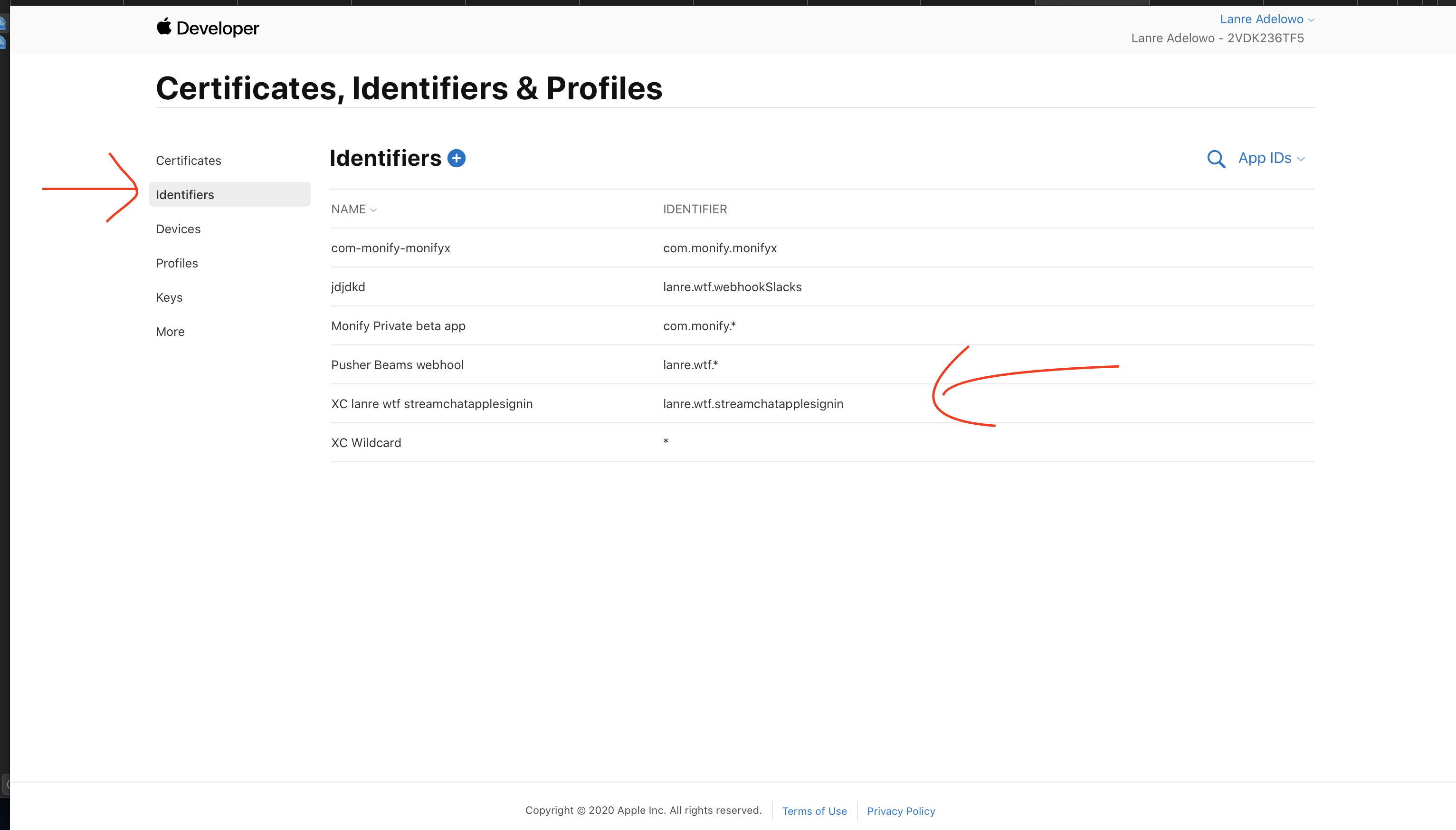 Apple Dashboard Identifiers