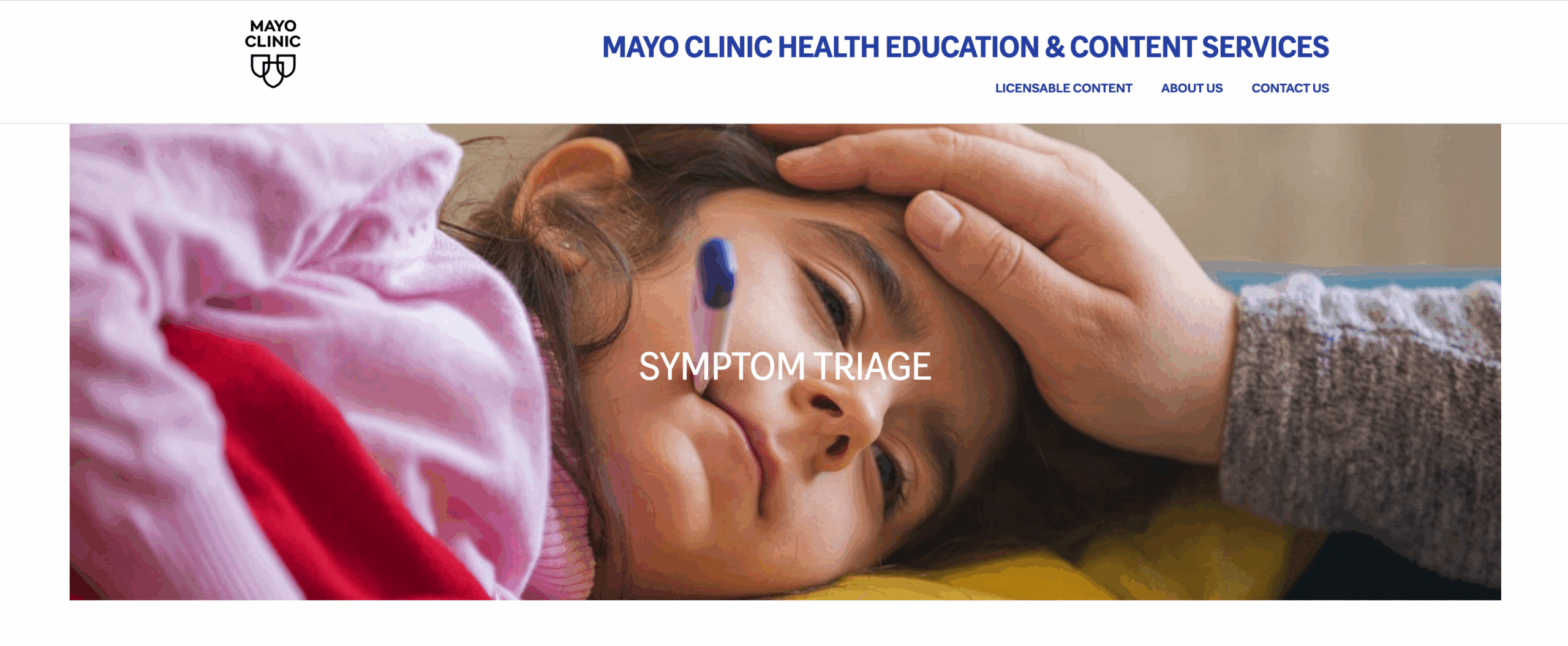 Mayo Clinic landing page