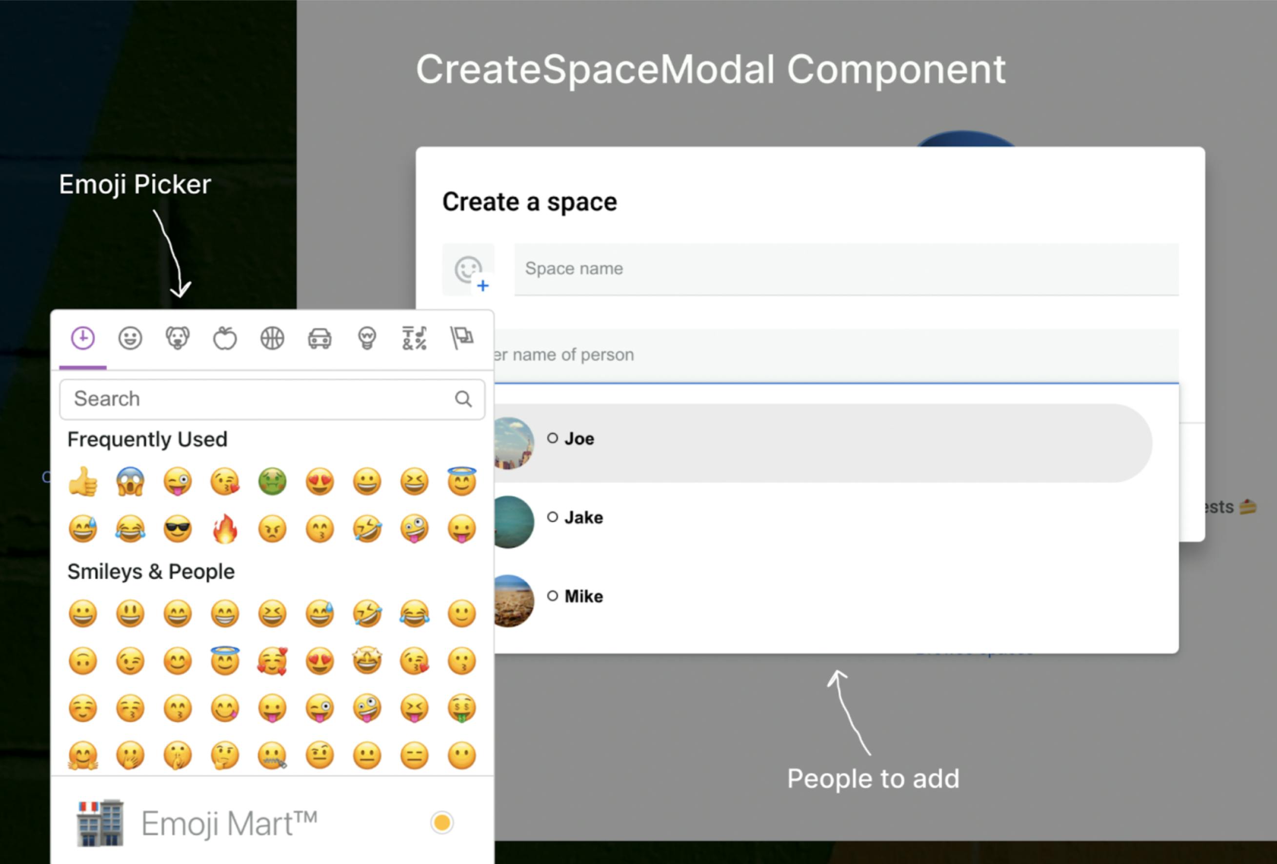 CreateSpaceModal Component which the reader will build