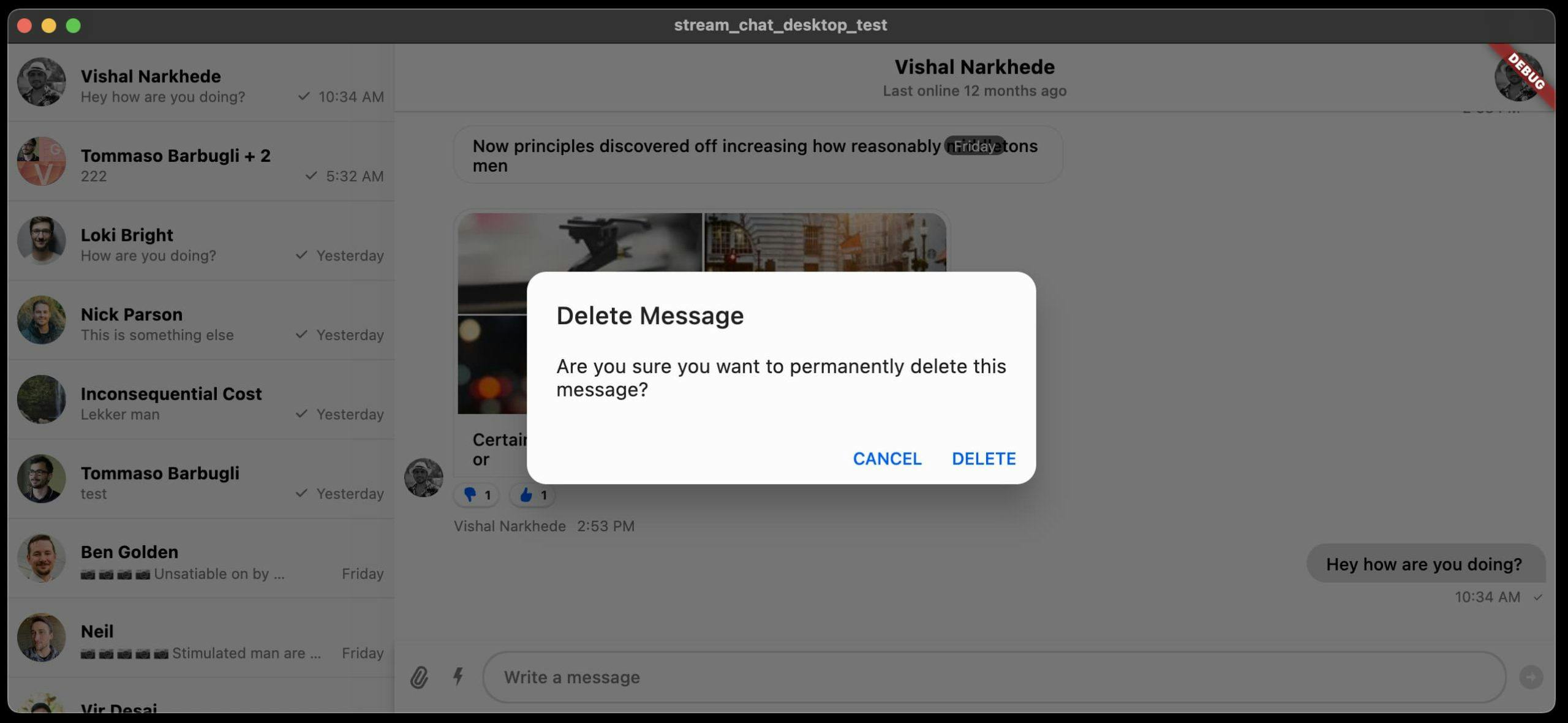 Stream Chat Flutter - delete message desktop
