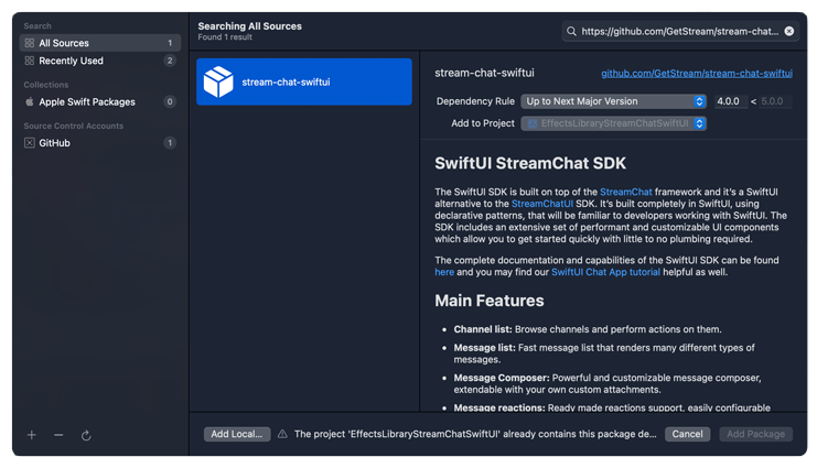 Stream chat SwiftUI SDK
