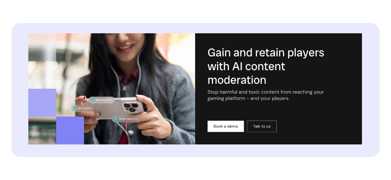 Checkstep AI content moderation landing page