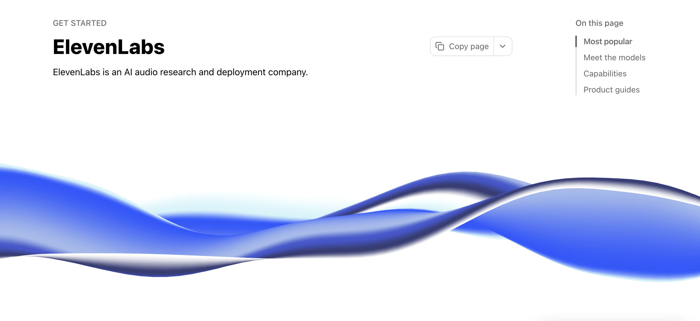 ElevenLabs API landing page