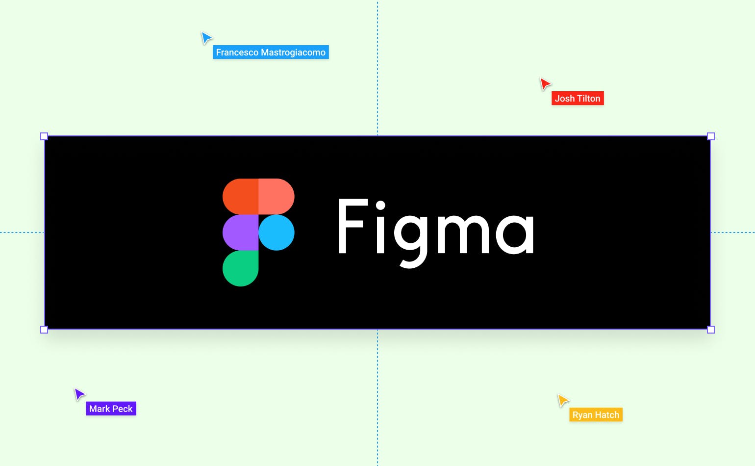 Figma image with four cursors indicating collaboration
