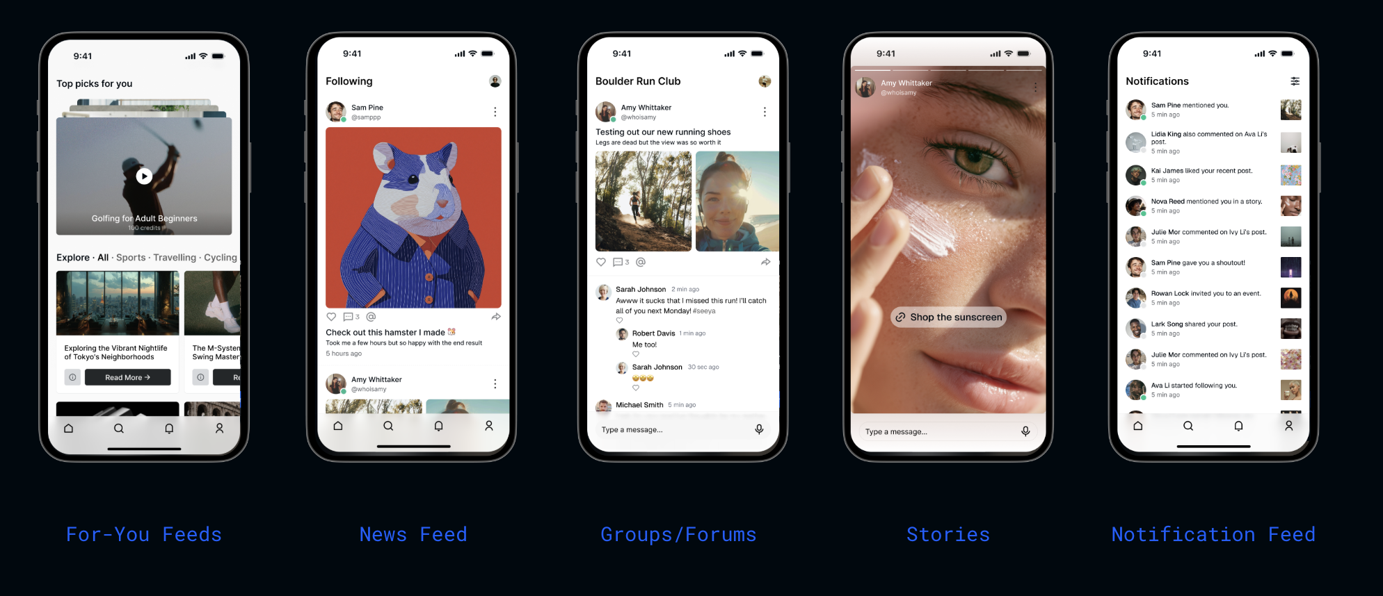 Types of social feeds