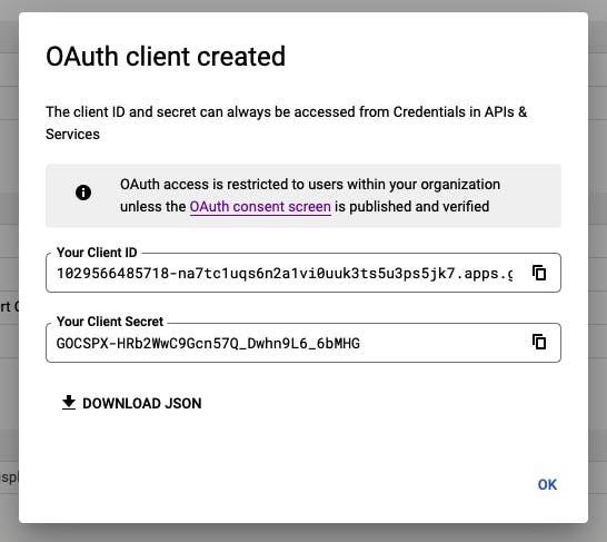 OAuth client created 