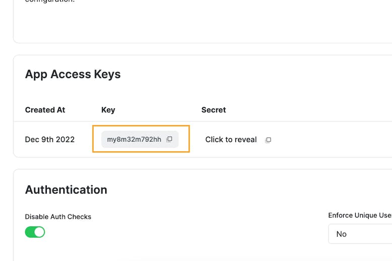 Copy API Key on the Stream dashboard