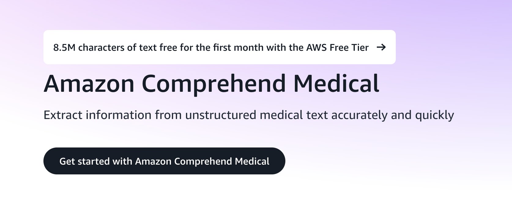Amazon Comprehend Medical landing page