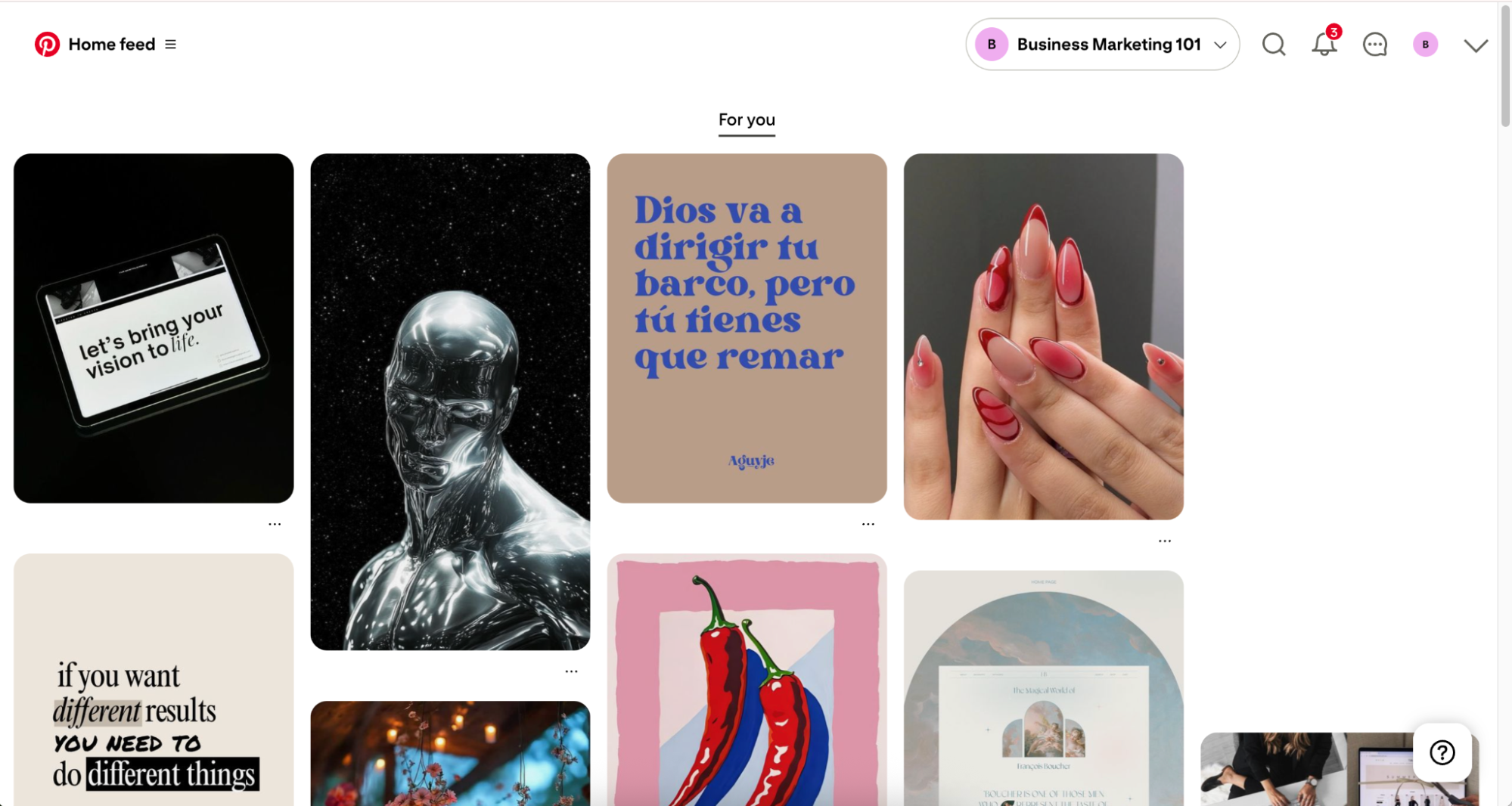 Pinterest feed example