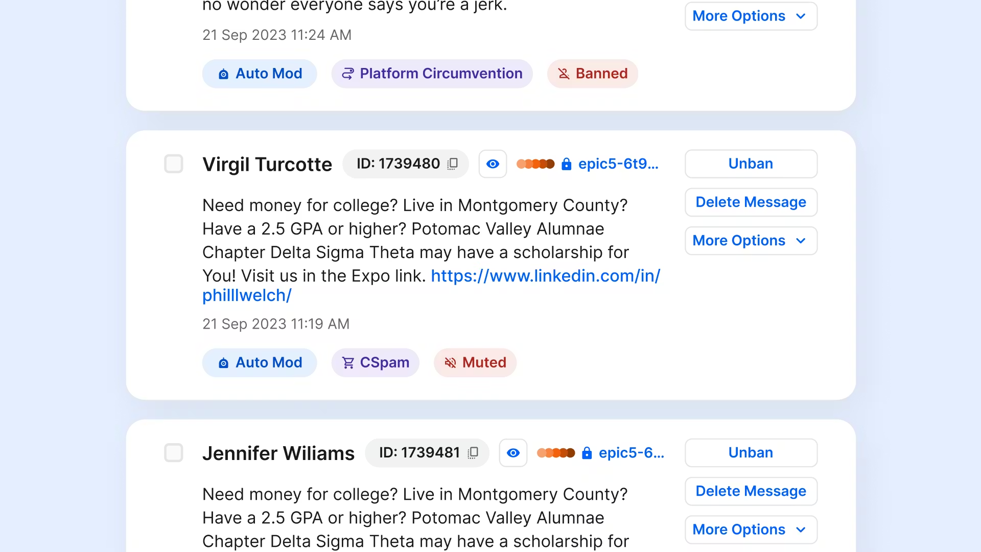 Content moderation in a marketplace
