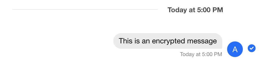 Image shows a chat message saying This is an encrypted message