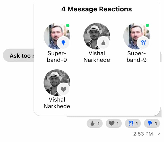 Stream Chat Flutter - user reactions desktop