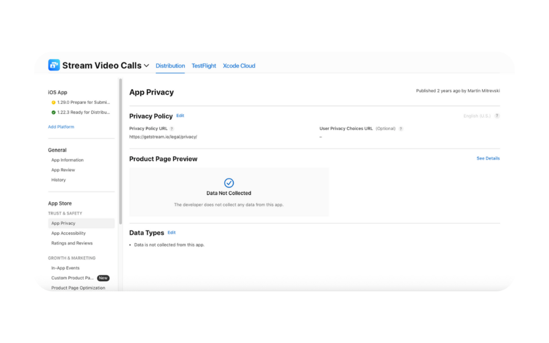 Complete the App Privacy Questionnaire