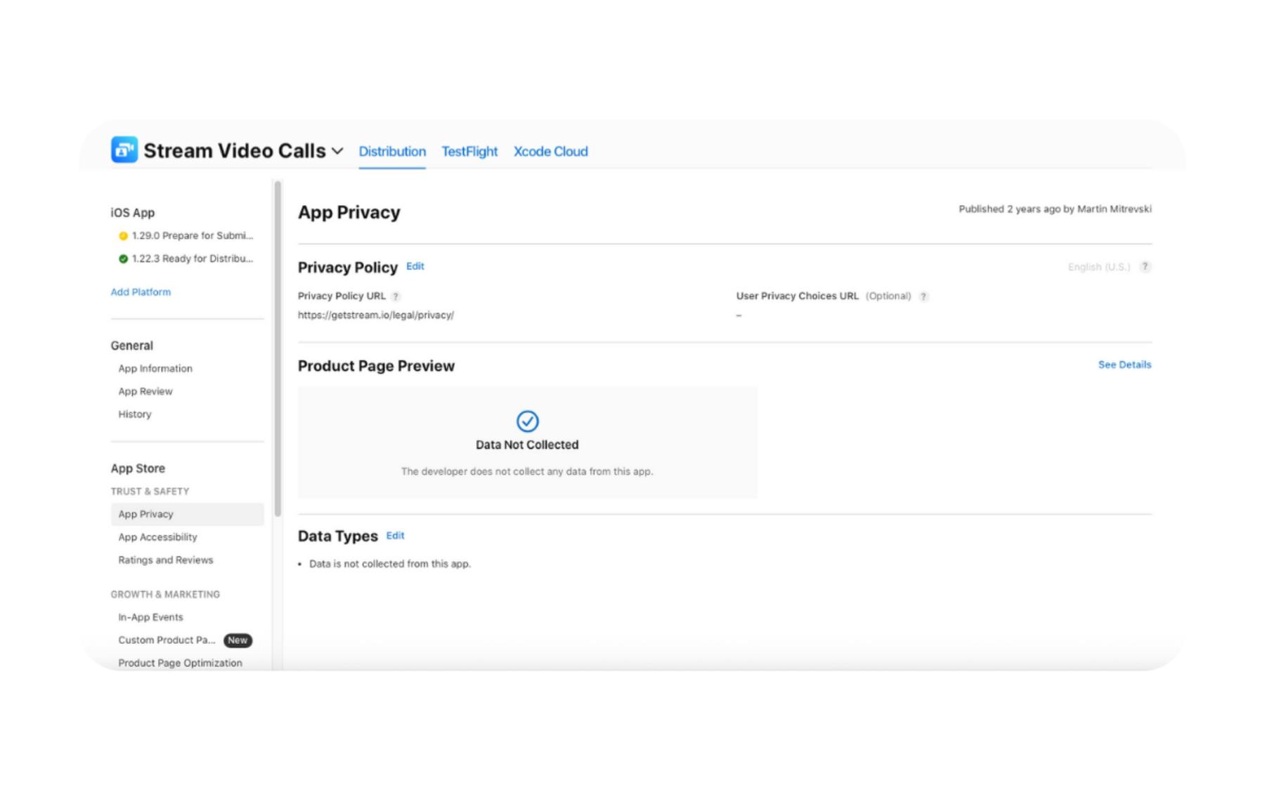 Complete the App Privacy Questionnaire