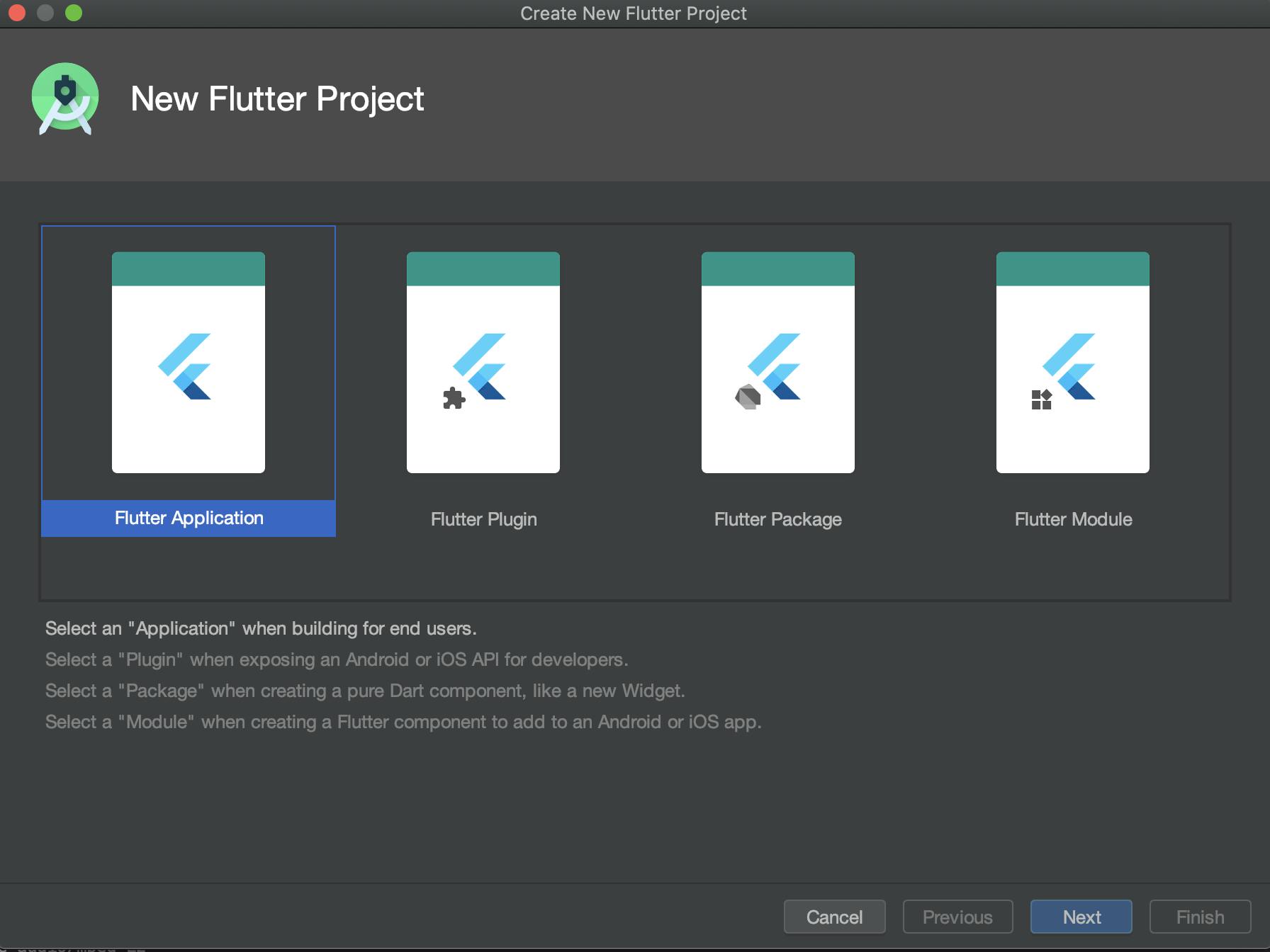Screenshot of Creating a New Flutter Application in Android Studio