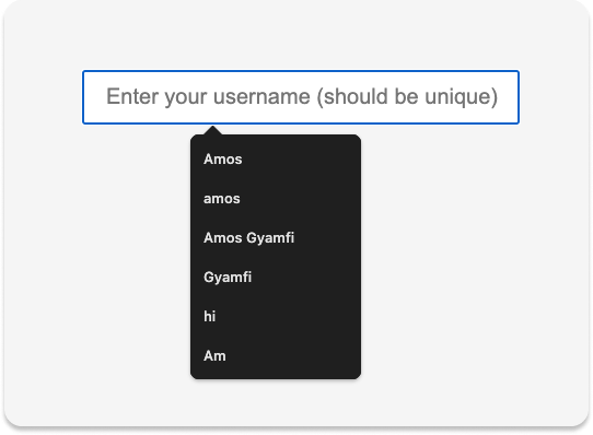 A styled input form for entering user name