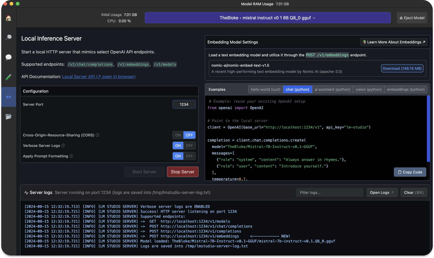 LM Studio Local Inference Server