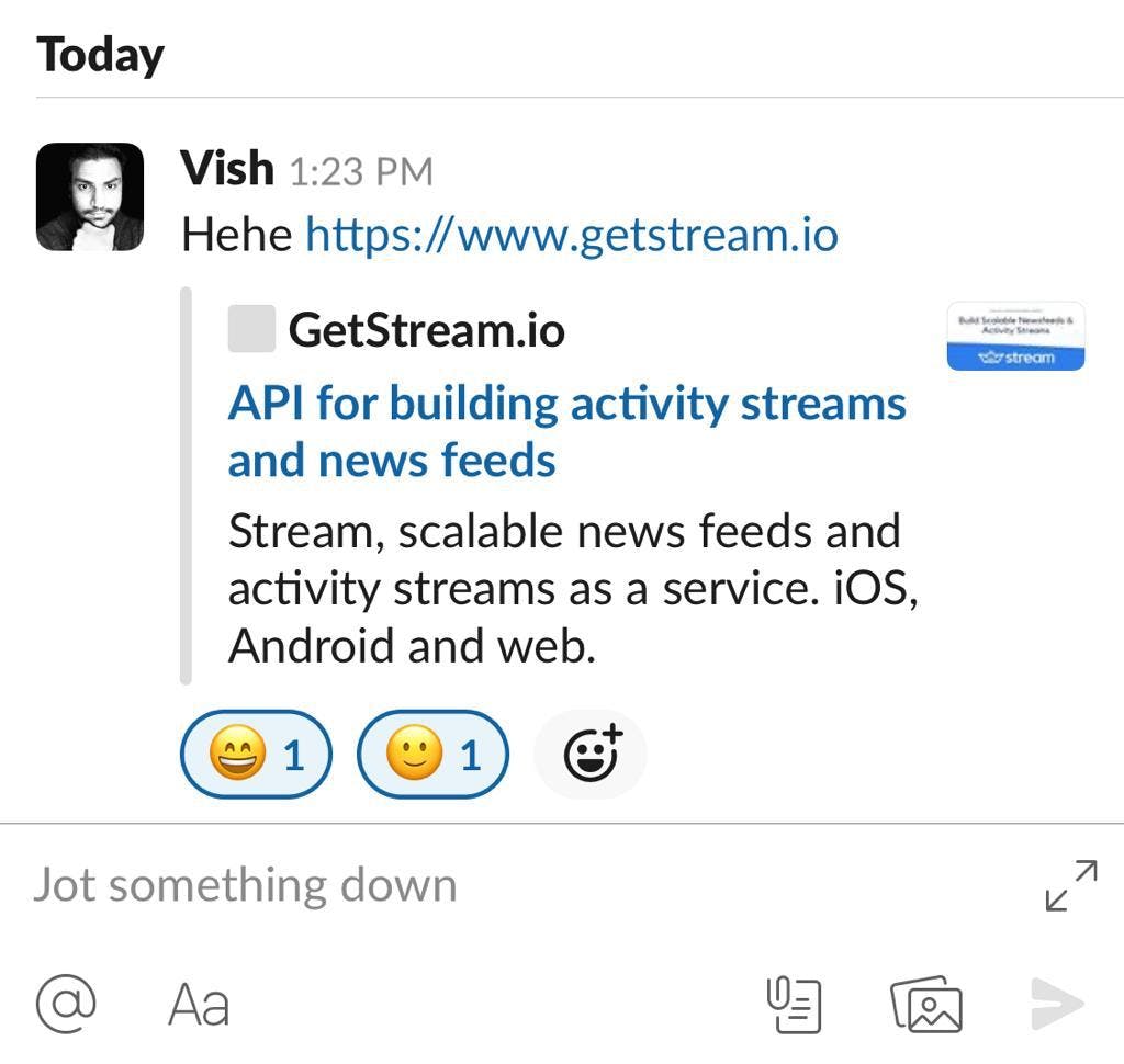 Stream Chat Slack Clone - Message