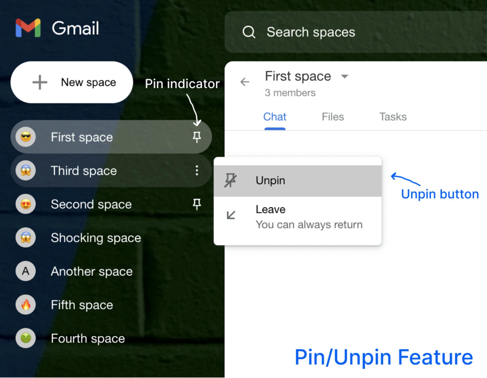 Pin and Unpin functionality that the reader will build
