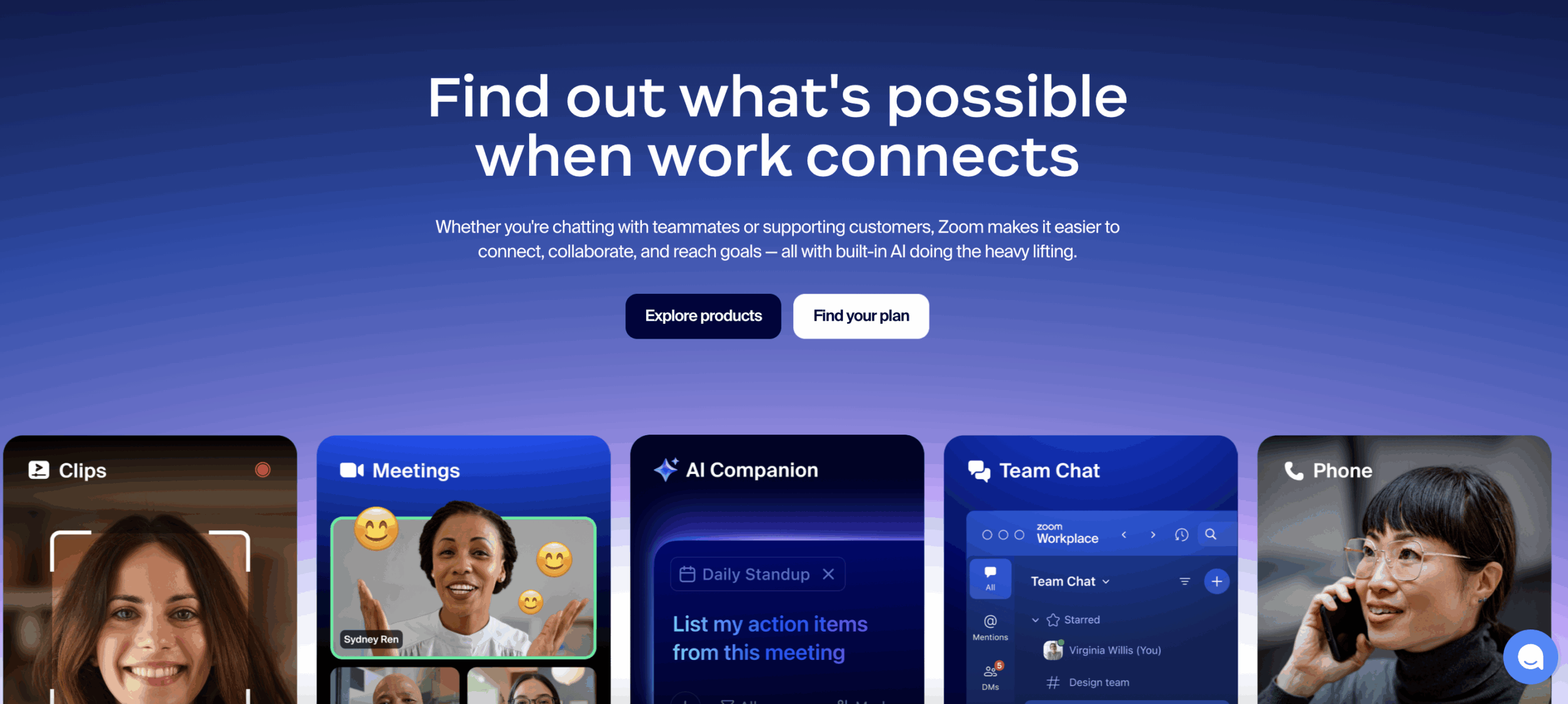 Zoom landing page