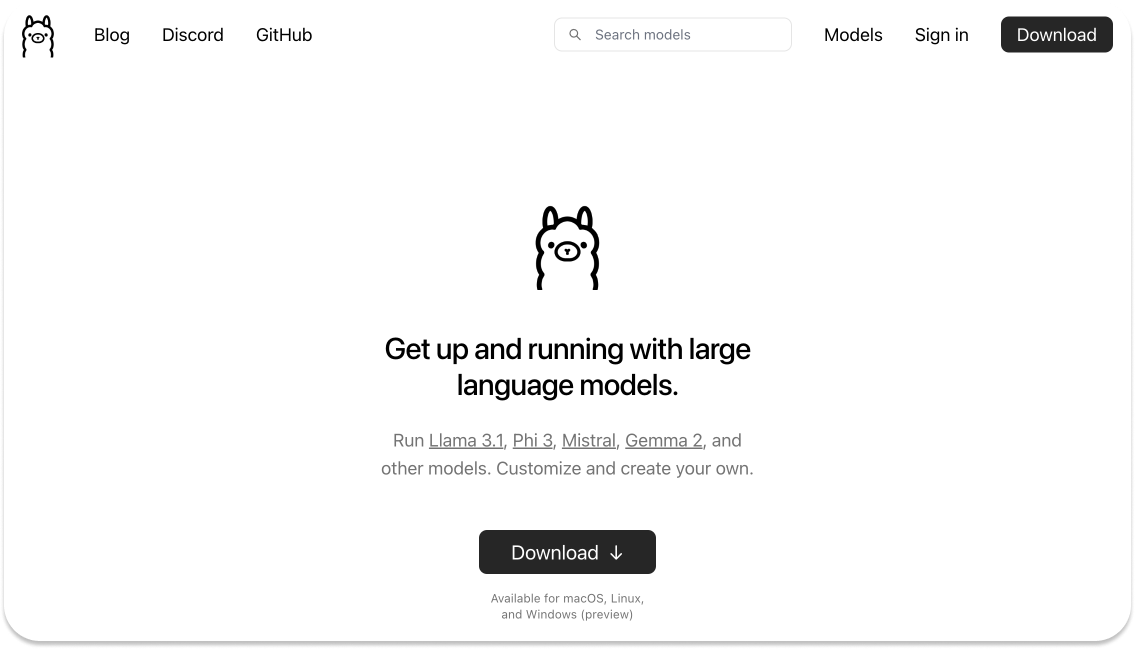 Ollama Webpage