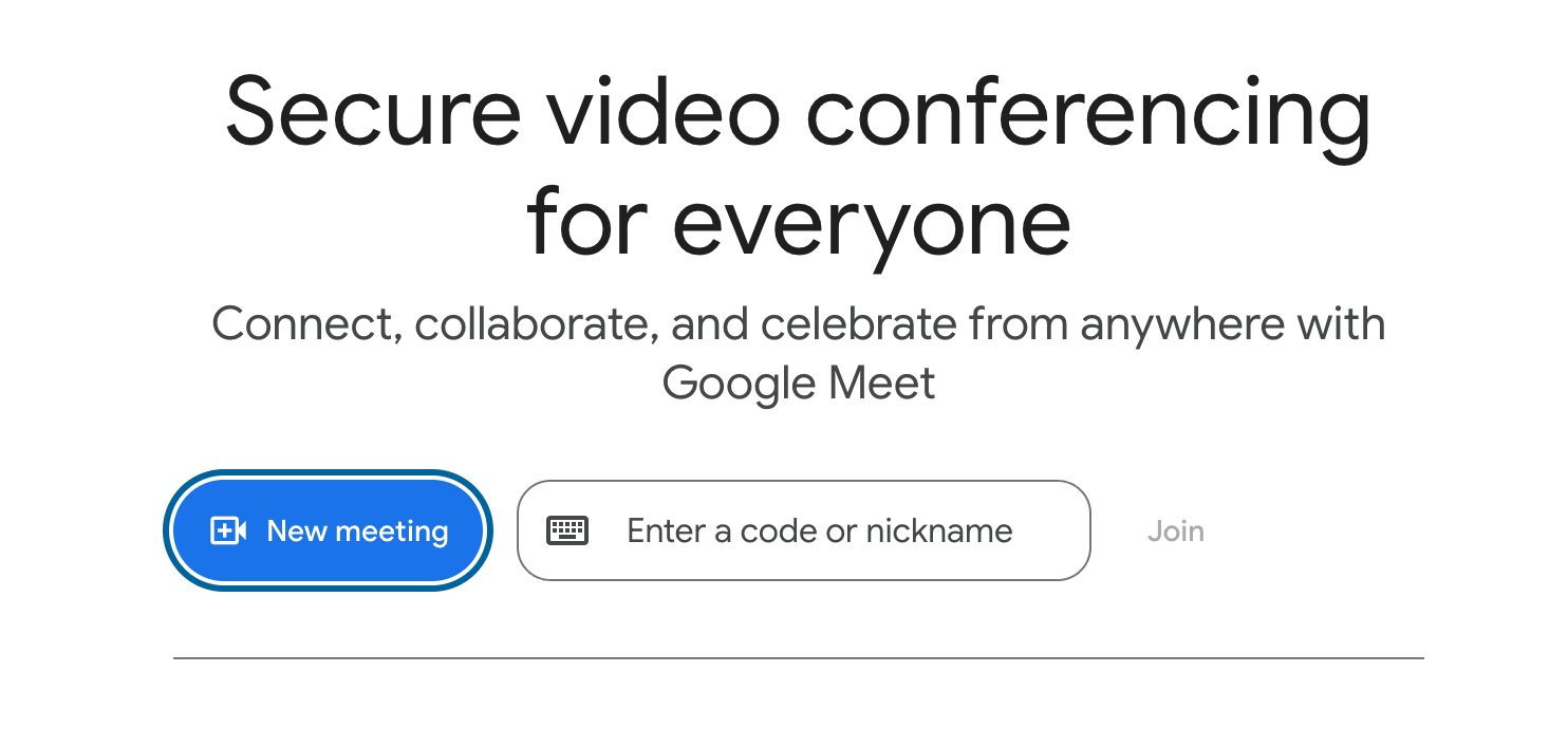 Google Meet landing page