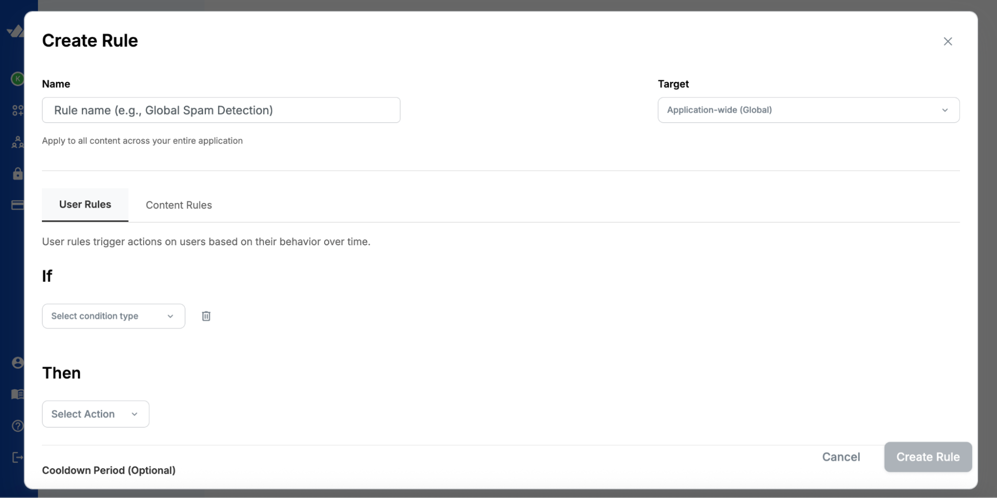 Creating a rule in Stream's Moderation dashboard