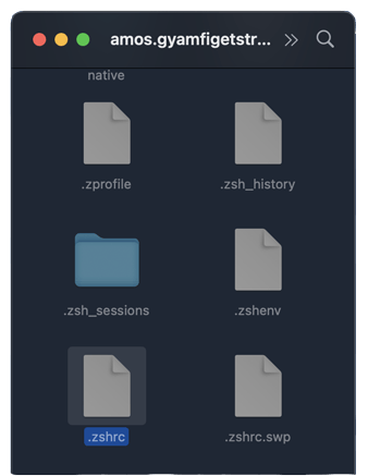 .zshrc file on macOS