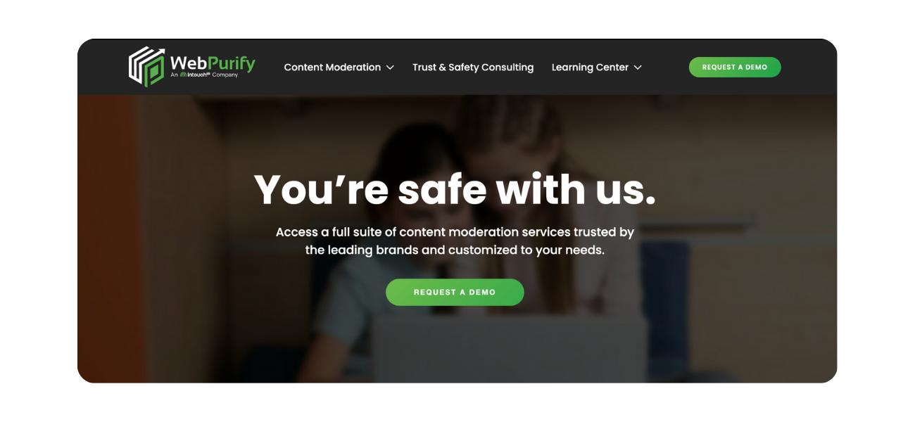 WebPurify landing page