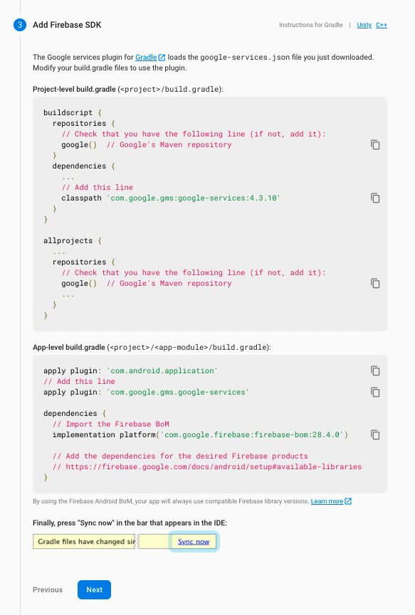 Add the Firebase SDK