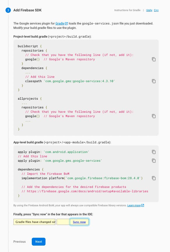 Add the Firebase SDK