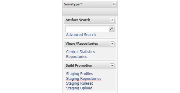 The Sonatype menu