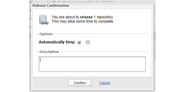 Release dialog for the staging repository