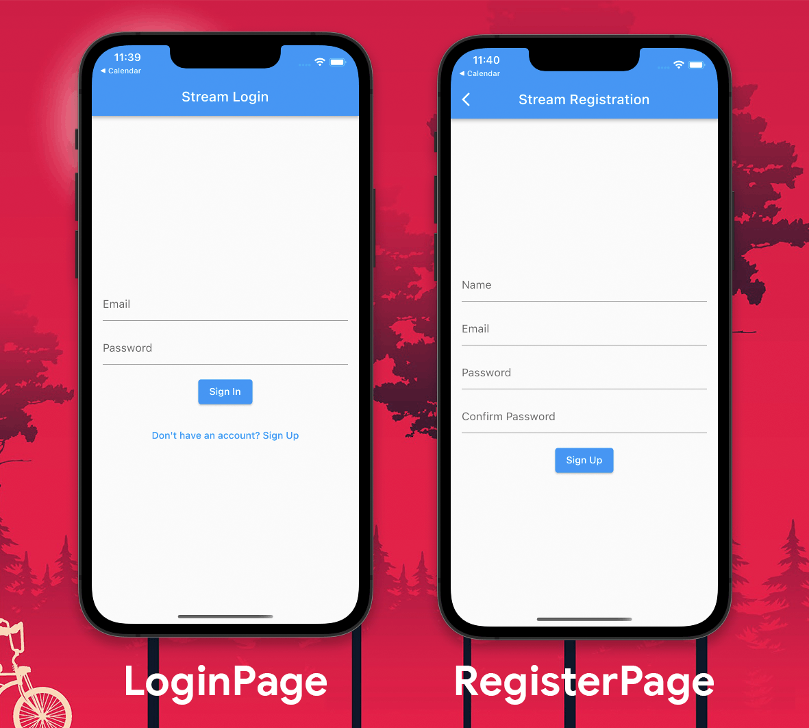 Register and Login authentication pages