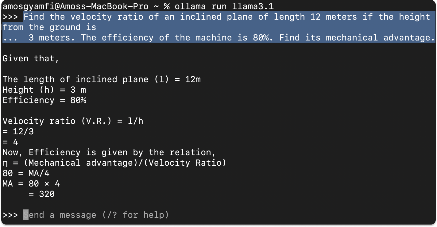 Ollama command line propmt