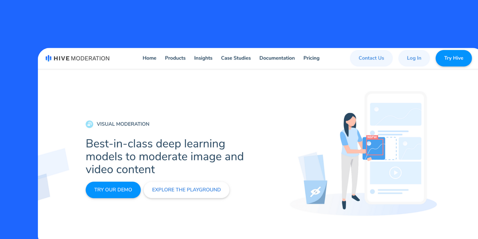 Hive Moderation website landing page