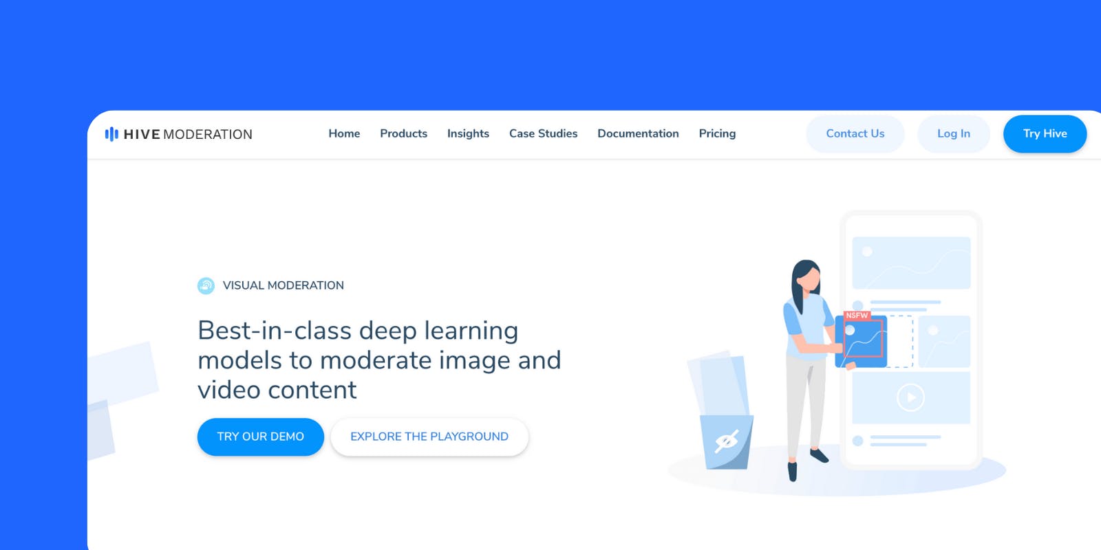 Hive Moderation website landing page