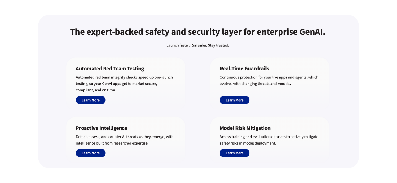 ActiveFence main features landing page