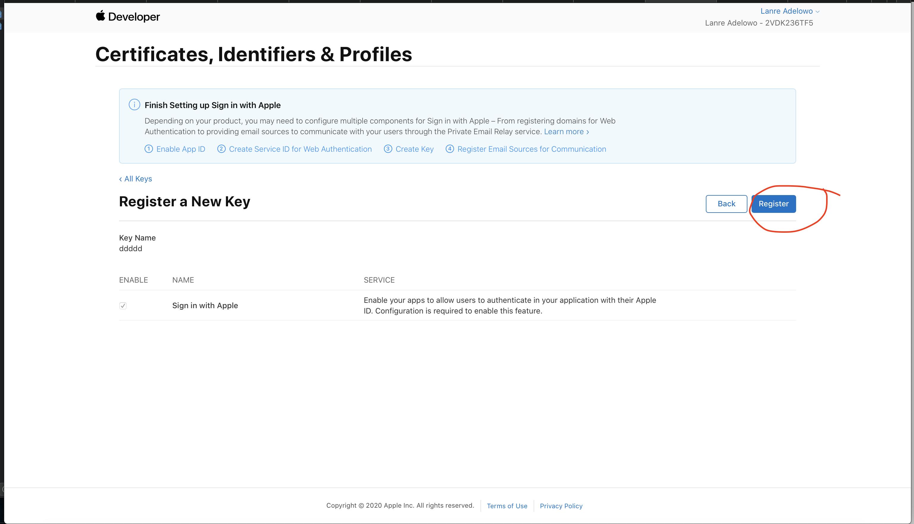 Complete Key Registration