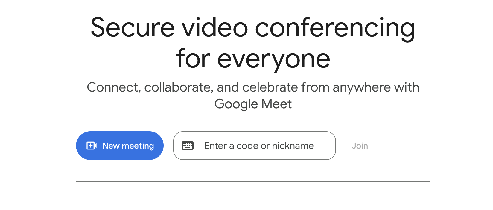 Google Meet landing page