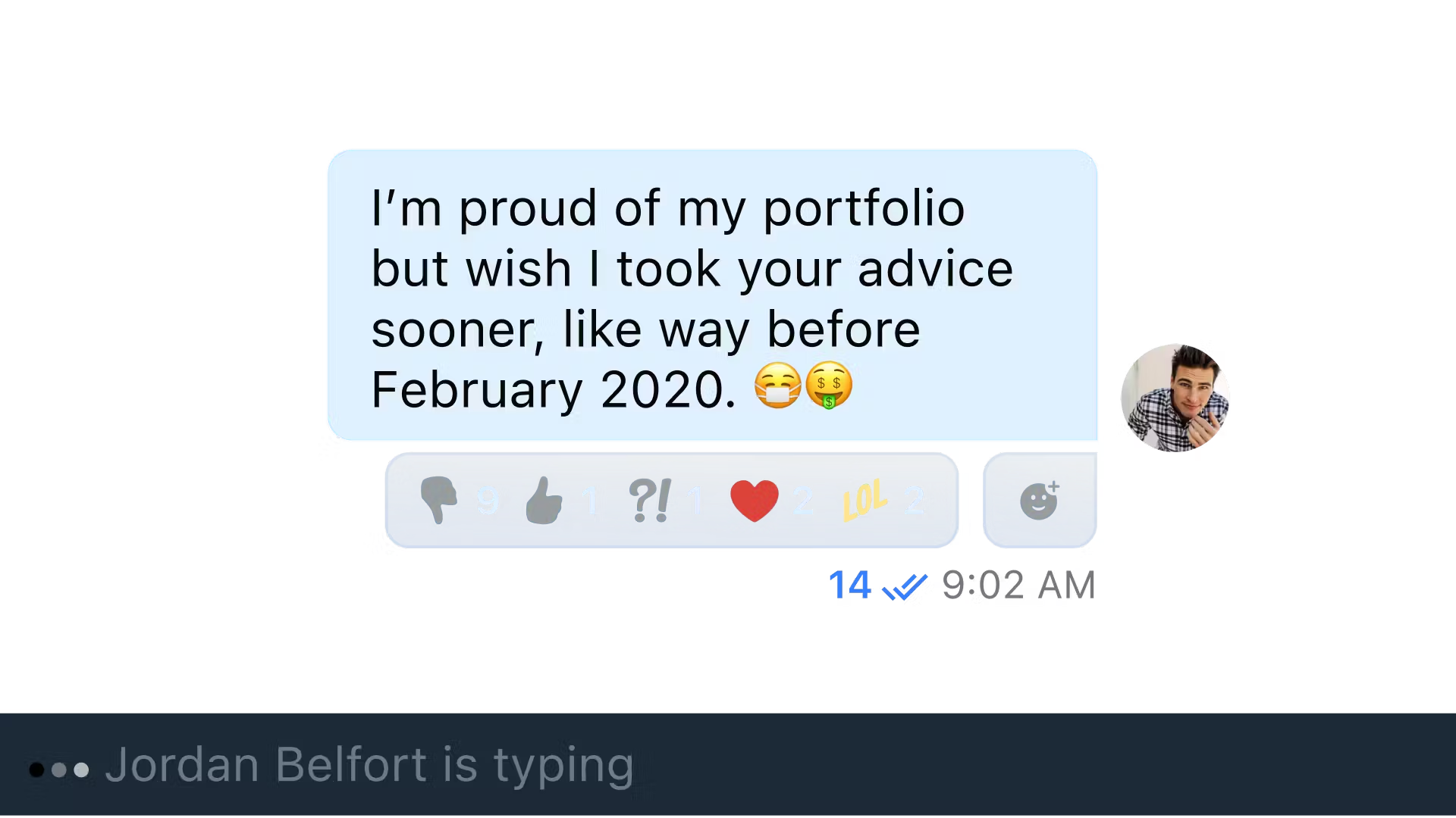 Example chat message in a finance app