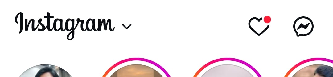 A screenshot of the button for Instagram's Notifications tab