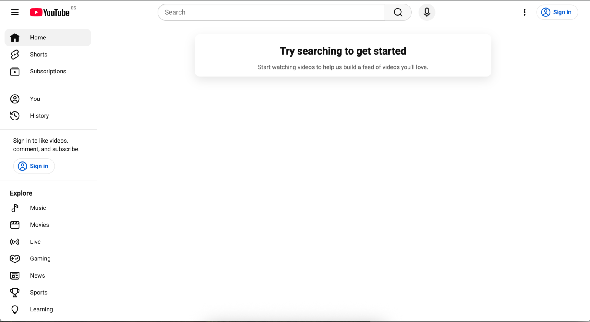 cold start content feed on YouTube