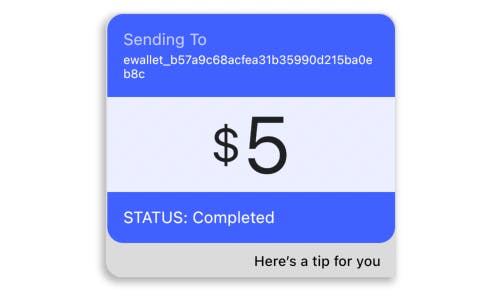Completed transaction widget screen in  Flutter app.