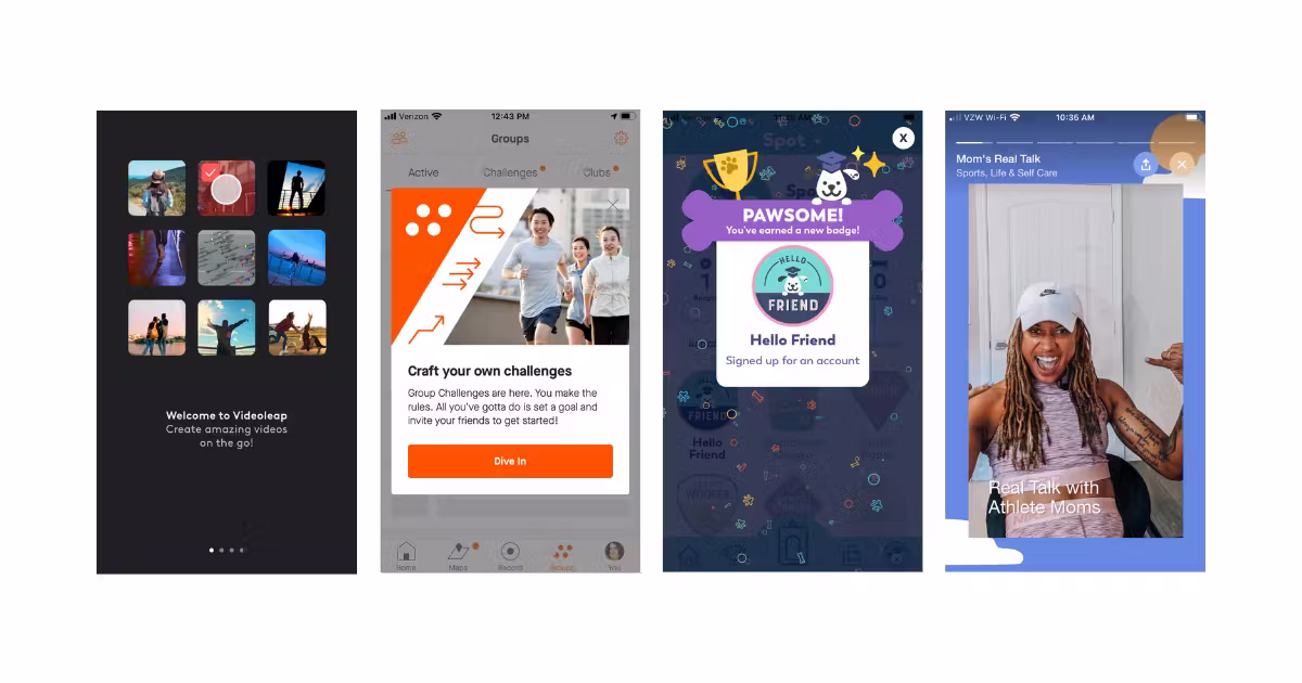 Multiple app interfaces displaying different types of in-app alerts