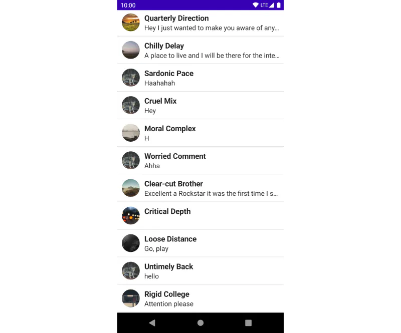 The Channel List screen showing the list of available channels