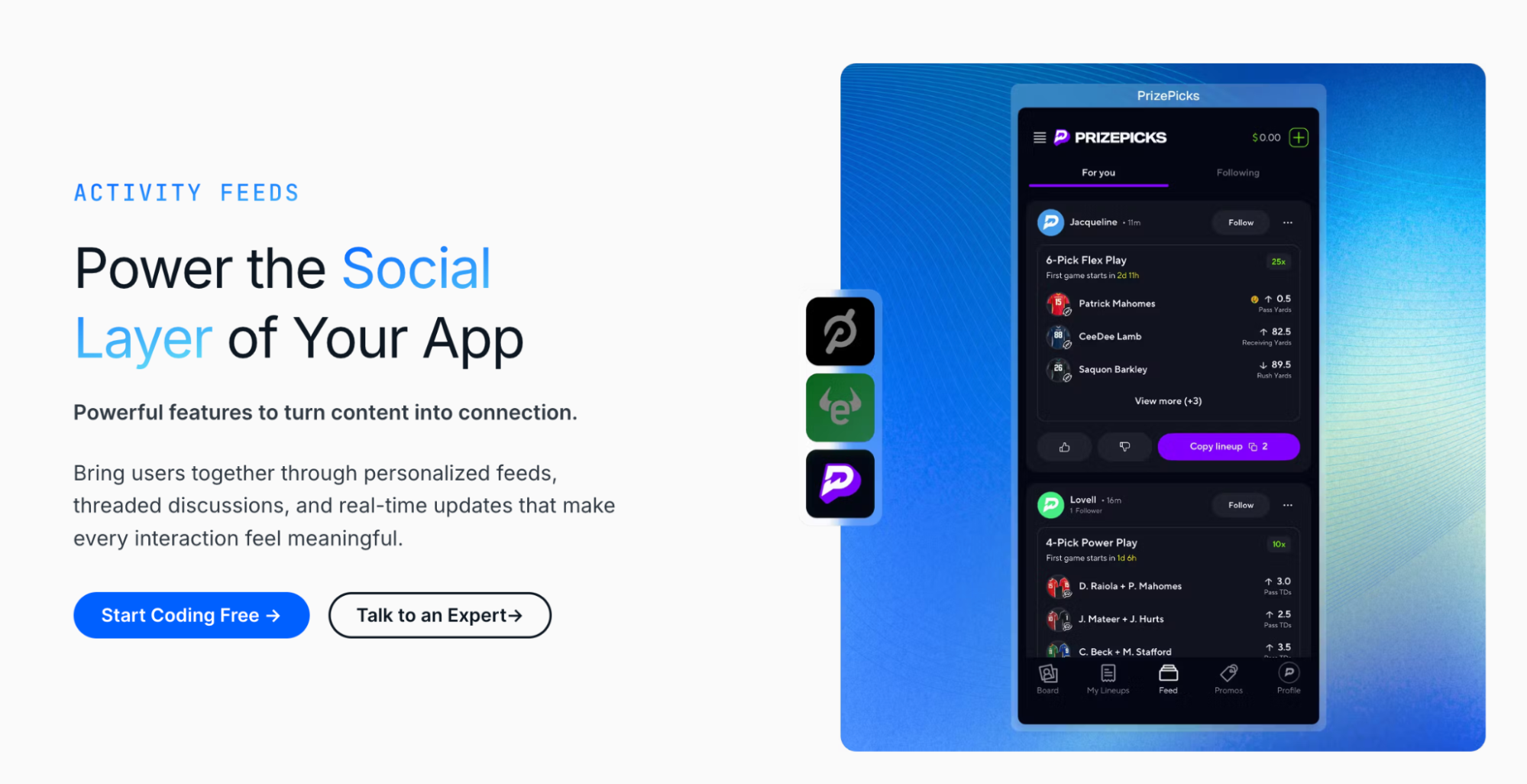 Stream Activity Feeds landing page