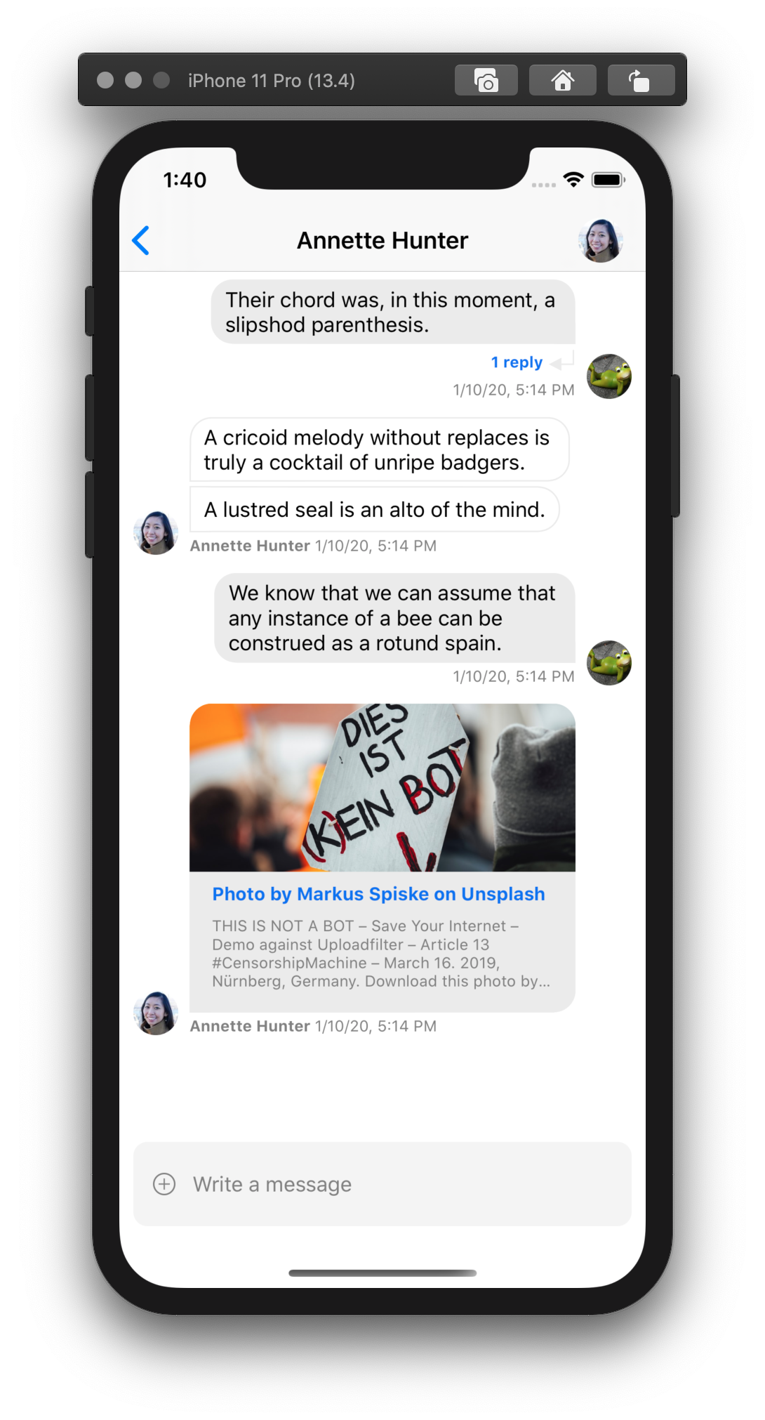 iMessage Tutorial – Messaging Screen